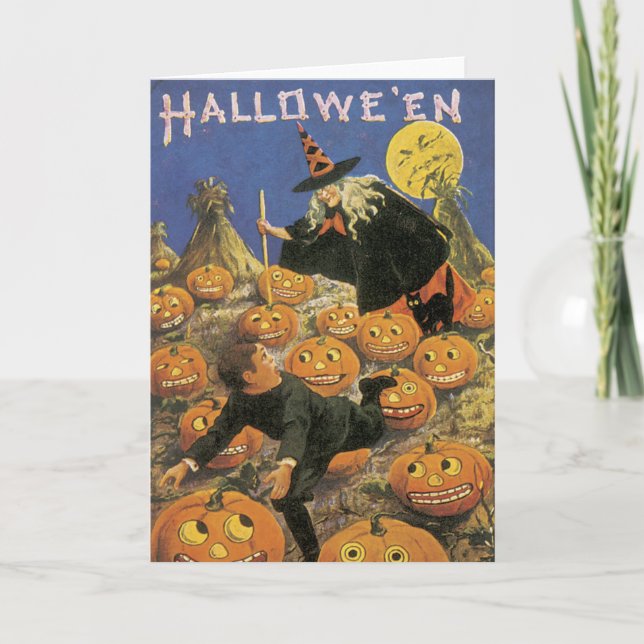 Vintage Witch Halloween Card (Front)