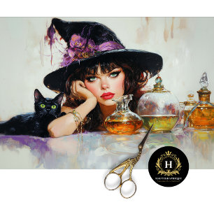 Vintage Witch Halloween Decoupage Tissue Paper