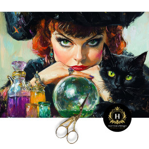 Vintage Witch Halloween Decoupage  Tissue Paper