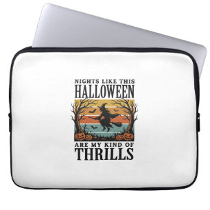Vintage Witch Halloween Fright Scene Engraving Des Laptop Sleeve