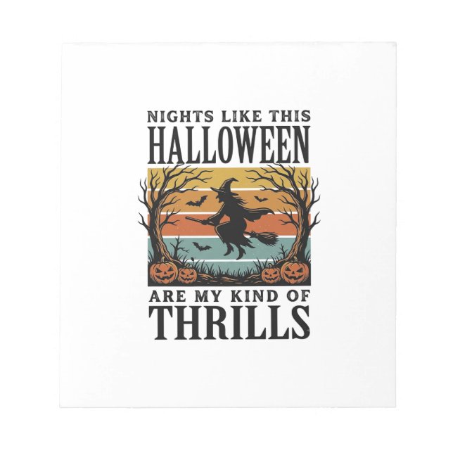 Vintage Witch Halloween Fright Scene Engraving Des Notepad (Front)