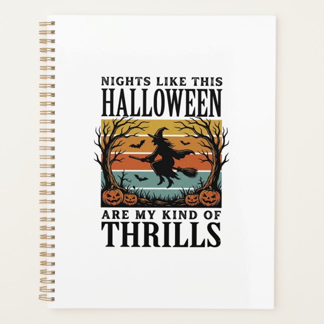 Vintage Witch Halloween Fright Scene Engraving Des Planner (Front)