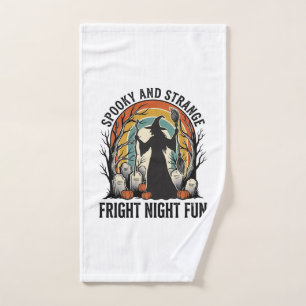 Vintage Witch Halloween Graveyard Silhouette Art_1 Hand Towel
