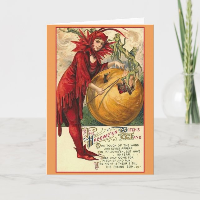 Vintage Witch Halloween Greeting Card (Front)