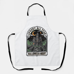 Vintage Witch Halloween Haunted House Shirt_1 Apron