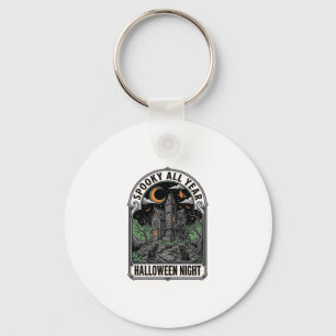 Vintage Witch Halloween Haunted House Shirt_1 Key Ring