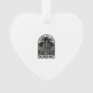 Vintage Witch Halloween Haunted House Shirt_1 Ornament