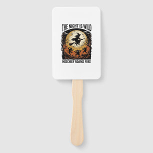 Vintage Witch Halloween Moonlit Mischief Graphic_1 Hand Fan