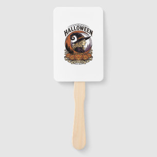 Vintage Witch Halloween Pumpkin Moon Engraving Art Hand Fan