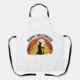 Vintage Witch Happy Halloween Shirt Design_1 Apron