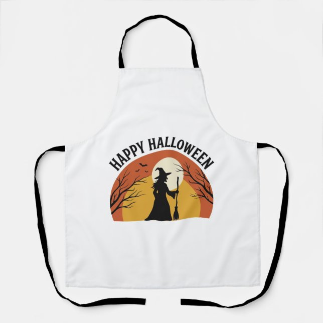 Vintage Witch Happy Halloween Shirt Design_1 Apron (Front)