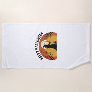 Vintage Witch Happy Halloween Shirt Design_1 Beach Towel