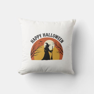 Vintage Witch Happy Halloween Shirt Design_1 Cushion