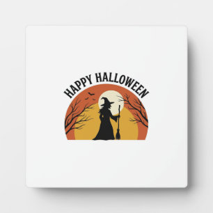 Vintage Witch Happy Halloween Shirt Design_1 Plaque