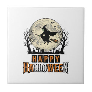 Vintage Witch Happy Halloween Vector Design_1 Tile
