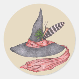 Vintage Witch Hat Classic Round Sticker