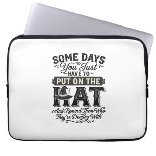 Vintage Witch Hat Funny Halloween Typography Desig Laptop Sleeve