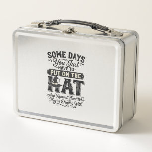 Vintage Witch Hat Funny Halloween Typography Desig Metal Lunch Box