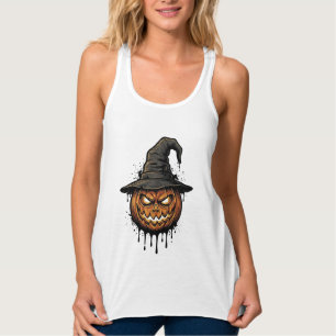 Vintage Witch Hat Pumpkin Halloween Graphic_1 Singlet