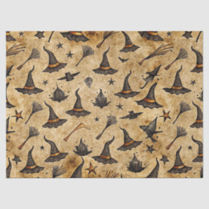 Vintage Witch Hats & Broomsticks Halloween Pattern Tissue Paper