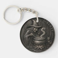 Vintage Witch. Hobo Nickel Carved Coin Art.