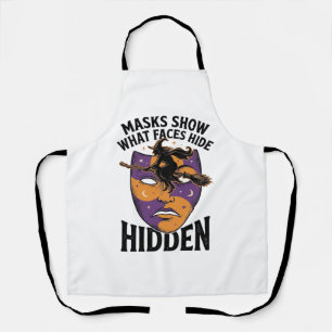 Vintage Witch Mask Halloween Face Illusion Art_1 Apron