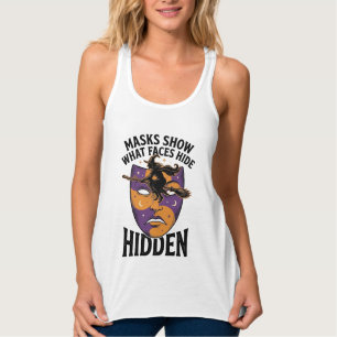 Vintage Witch Mask Halloween Face Illusion Art_1 Singlet