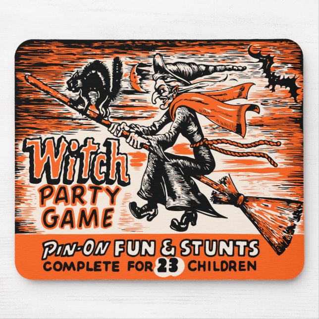 Vintage Witch Party Game Mouse Pad (Front)