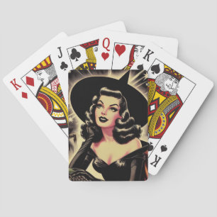 Vintage Witch Pin Up Playing Cards