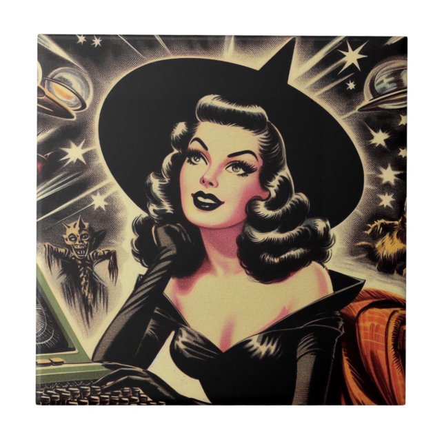 Vintage Witch Pin Up Tile (Front)