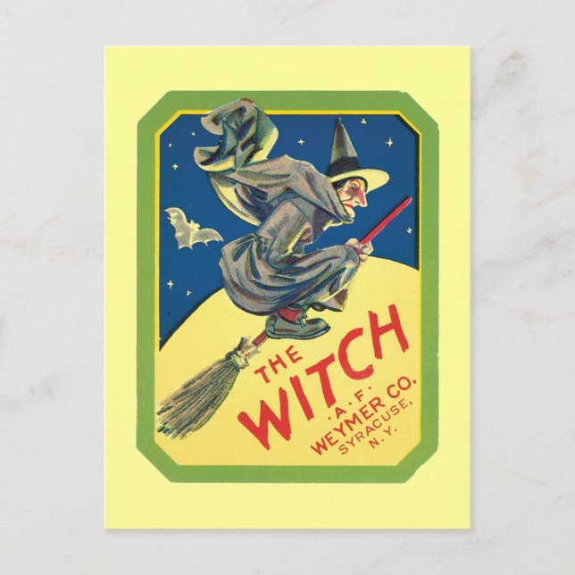 Vintage Witch Product Label Art Postcard (Front)