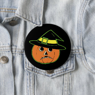 Vintage Witch Punpkin Button