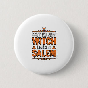 Vintage Witch Salem Halloween Typography Design_1 6 Cm Round Badge