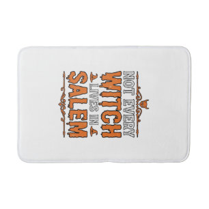 Vintage Witch Salem Halloween Typography Design_1 Bath Mat