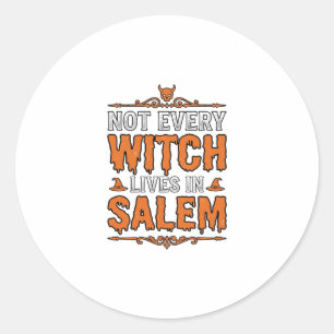 Vintage Witch Salem Halloween Typography Design_1 Classic Round Sticker