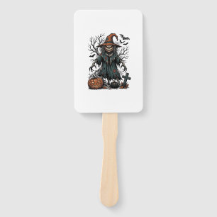 Vintage Witch Scarecrow Halloween Pumpkin Shirt De Hand Fan