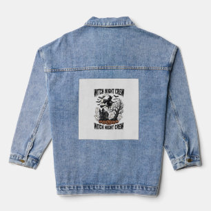 Vintage Witch Shirt Halloween Coven Night Graphic_ Denim Jacket