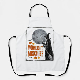 Vintage Witch Shirt Halloween Moon Silhouette_1 Apron