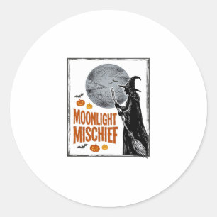 Vintage Witch Shirt Halloween Moon Silhouette_1 Classic Round Sticker