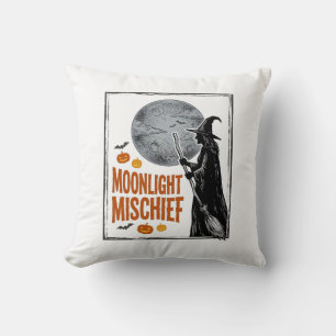 Vintage Witch Shirt Halloween Moon Silhouette_1 Cushion