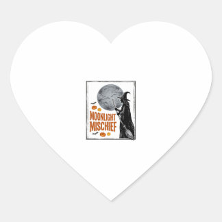 Vintage Witch Shirt Halloween Moon Silhouette_1 Heart Sticker