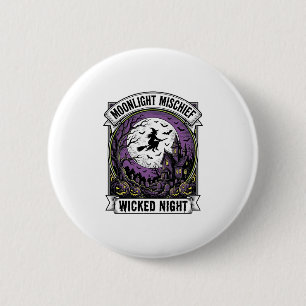 Vintage Witch Shirt Moonlit Haunted Halloween Art_ 6 Cm Round Badge