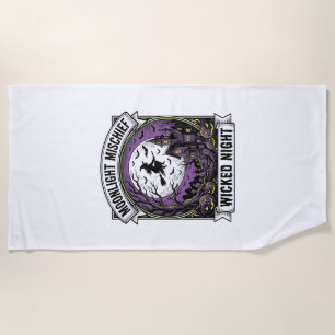Vintage Witch Shirt Moonlit Haunted Halloween Art_ Beach Towel