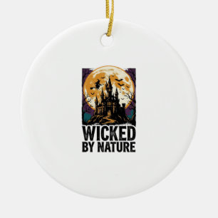 Vintage Witch Shirt Spooky Haunted Castle Hallowee Ceramic Tree Decoration