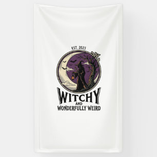 Vintage Witch Shirt With Spooky Moon Halloween Art Banner