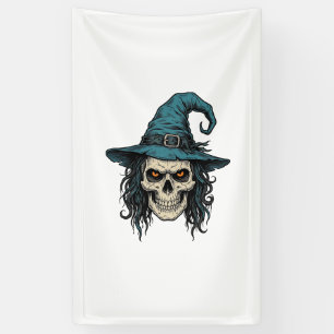 Vintage Witch Skull Halloween Vector Shirt Design_ Banner