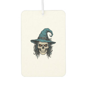 Vintage Witch Skull Halloween Vector Shirt Design_ Car Air Freshener