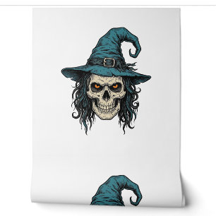 Vintage Witch Skull Halloween Vector Shirt Design_ Wallpaper