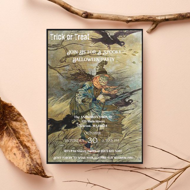 Vintage Witch Spooky Halloween Party Invitation (Creator Uploaded)