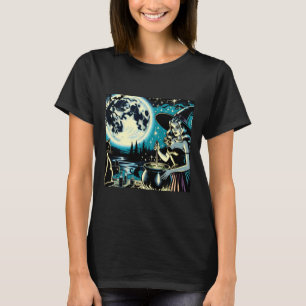 Vintage Witch stirring a Cauldron Halloween Party T-Shirt